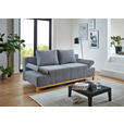 SCHLAFSOFA Webstoff Grau Rückenkissen, Bettkasten, Schlaffunktion, Rücken echt, Armteilverstellung, Liegefläche im Originalstoff  - Eichefarben/Grau, KONVENTIONELL, Holz/Textil (202/90/97cm) - Carryhome
