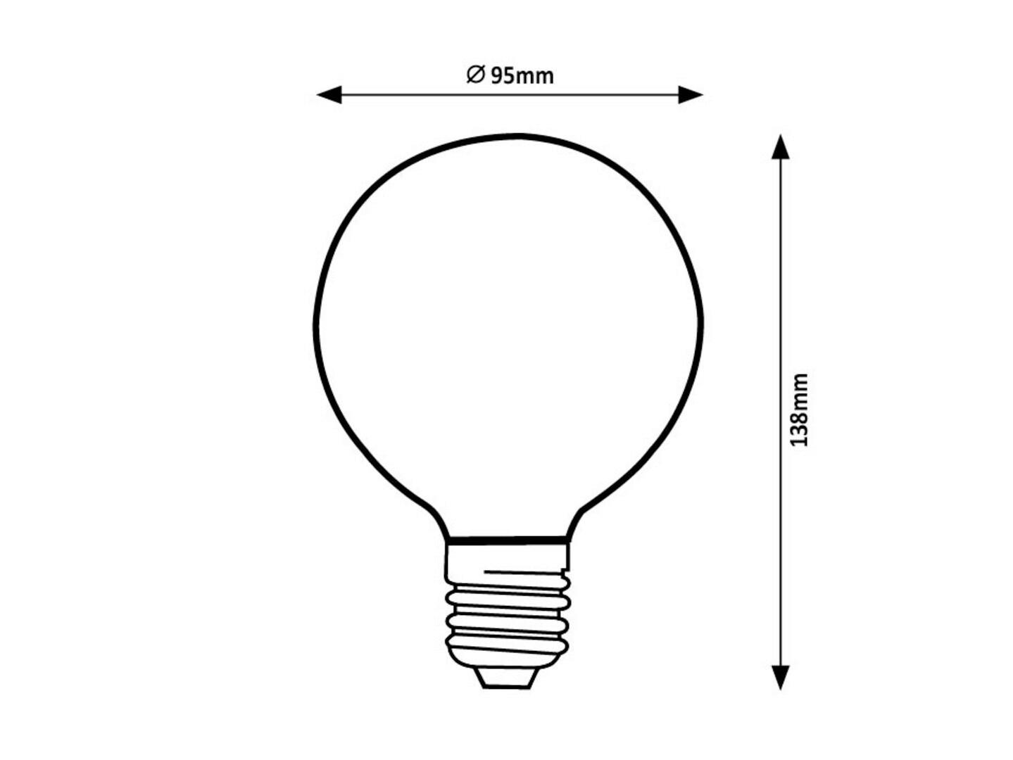 LED FILAMENT ŽARULJA - boje jantara, Basics, staklo (9.5/13.8cm)