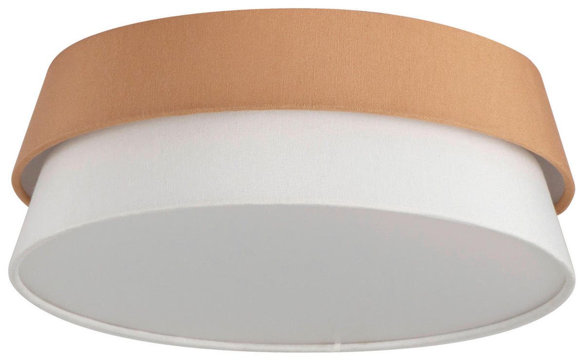 DECKENLEUCHTE 37/14 cm  - Weiß/Mokka, Trend, Kunststoff/Textil (37/14cm) - Collett's Monde