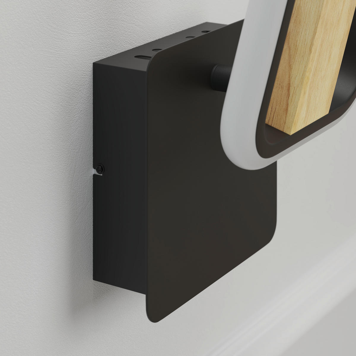 LED-STRAHLER Miriam 14/13,5/9,5 cm   - Eschefarben/Schwarz, Design, Holz/Kunststoff (14/13,5/9,5cm) - Novel