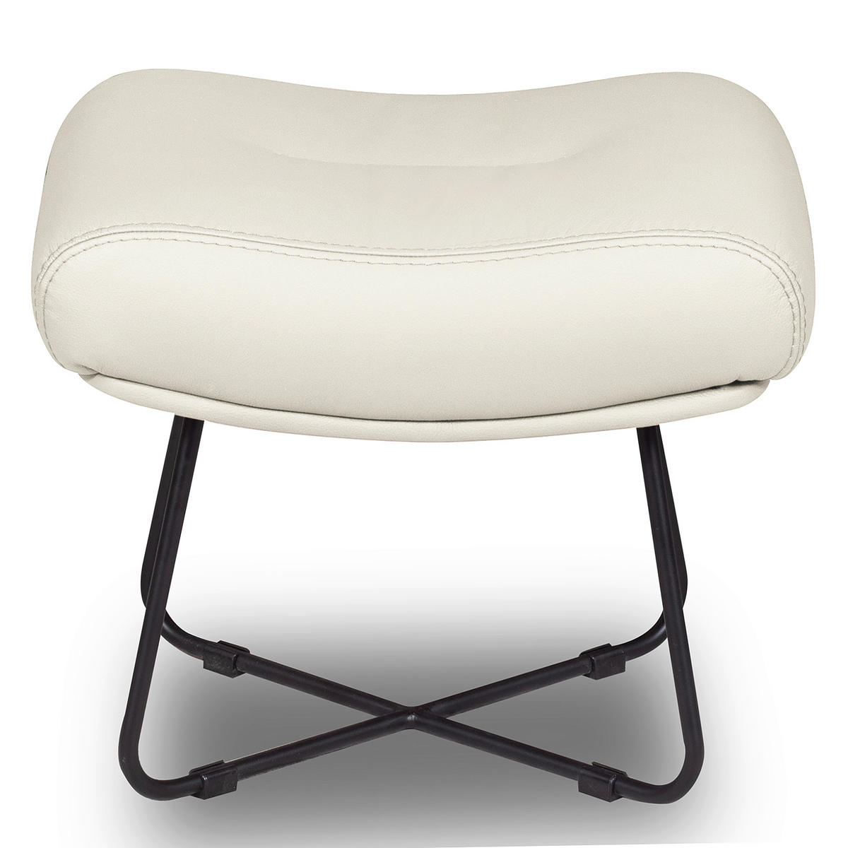 SESSELSET Echtleder Weiss  - Weiss/Schwarz, Design, Leder/Metall (67/87/74cm) - Livetastic