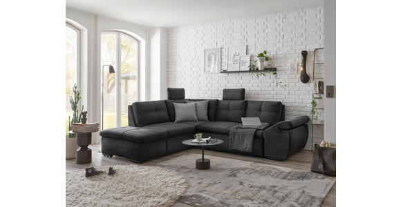 ECKSOFA in Mikrovelours Schwarz - Schwarz, KONVENTIONELL, Kunststoff/Textil (217/265cm) - Carryhome