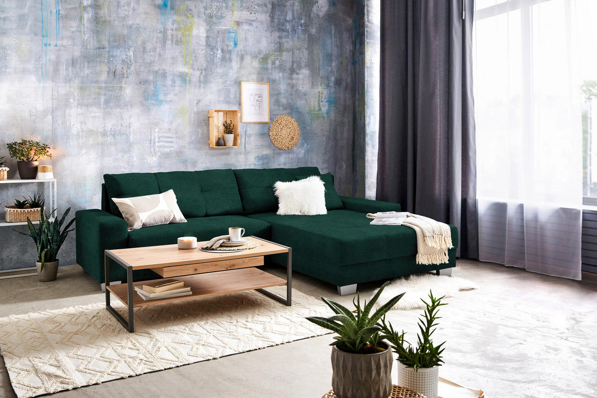 HÖRNSOFFA i flatväv mörkgrön  - silver/mörkgrön, Klassisk, trä/textil (273/192cm) - MID.YOU