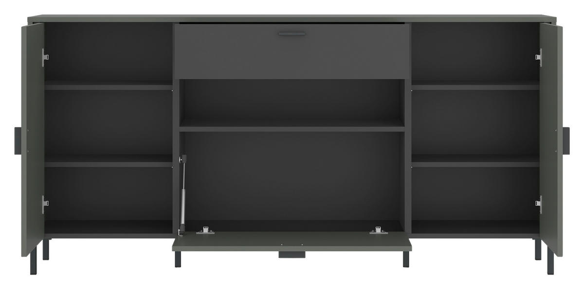 SIDEBOARD SHIRLEY  in 173,2/84,8/40 cm  - Schwarz/Grau, Design, Holzwerkstoff/Kunststoff (173,2/84,8/40cm) - Carryhome