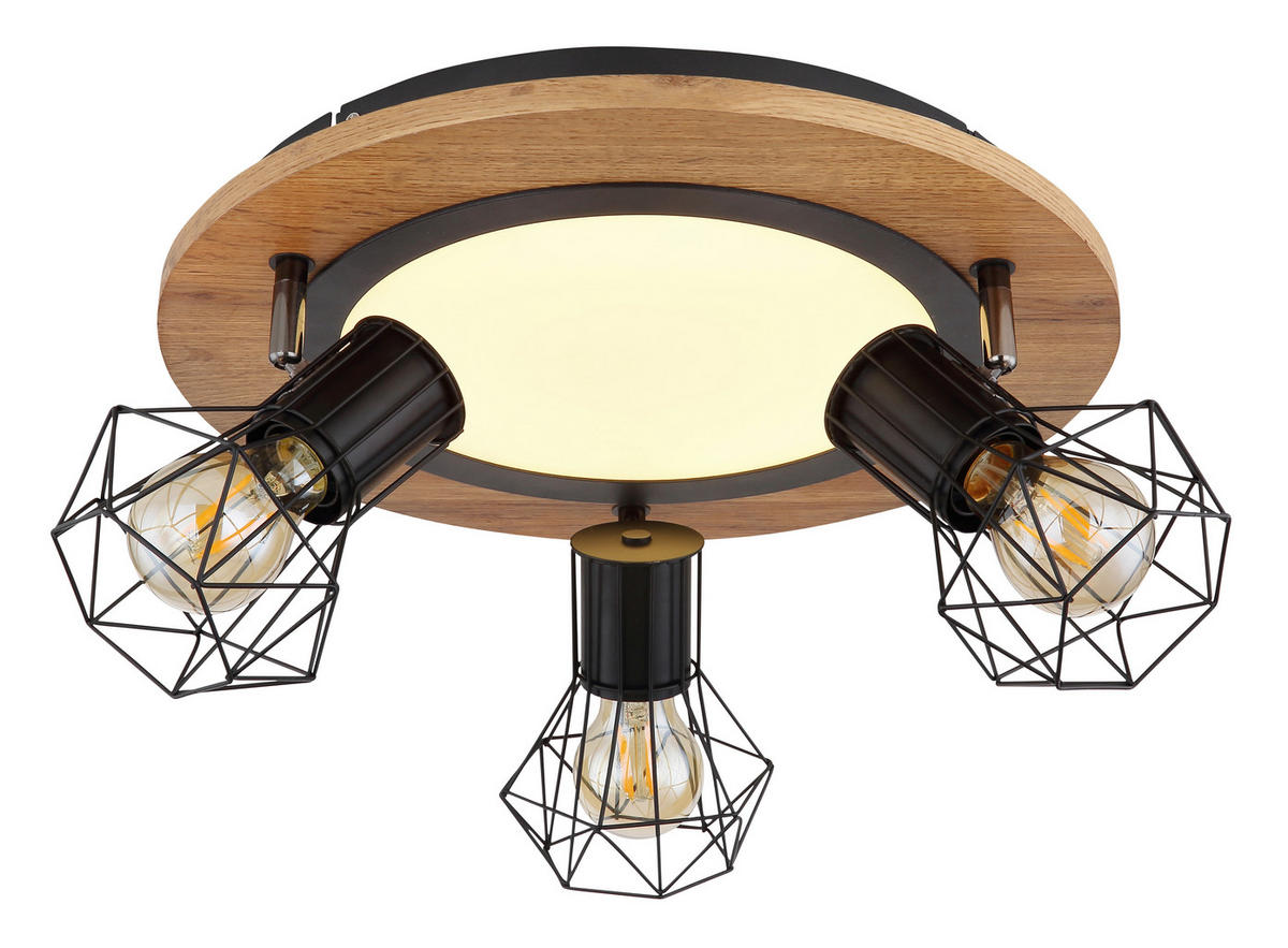 LED-DECKENLEUCHTE 40/22,5 cm   - Opal/Schwarz, Basics, Holzwerkstoff/Kunststoff (40/22,5cm) - Globo