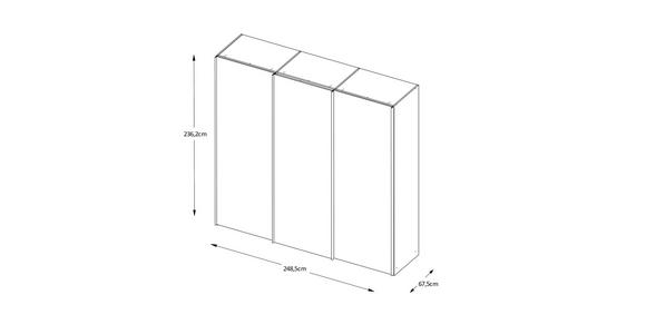 SCHWEBETÜRENSCHRANK  in Sonoma Eiche  - Graphitfarben/Sonoma Eiche, Design, Holzwerkstoff/Metall (249/240/68cm) - Moderano