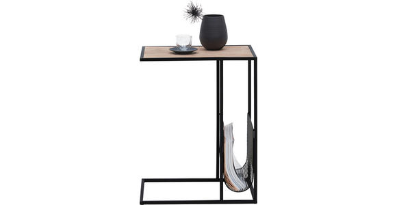 BEISTELLTISCH 48/32/60 cm Schwarz, Eichefarben rechteckig  - Eichefarben/Schwarz, Trend, Holzwerkstoff/Metall (48/32/60cm) - Carryhome