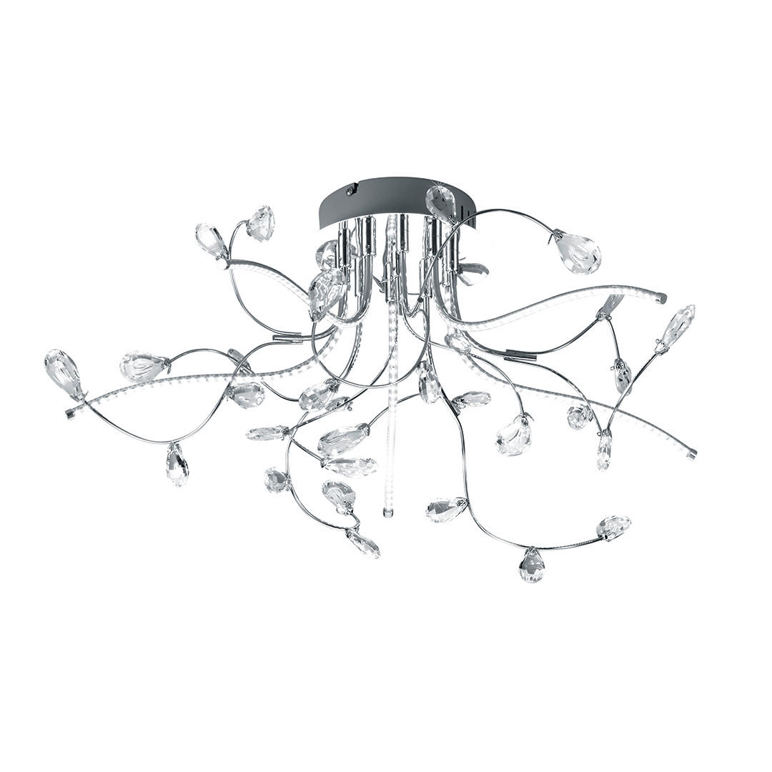 LED-DECKENLEUCHTE Crystal X 54/30 cm   - Chromfarben, Design, Glas/Metall (54/30cm) - Hell