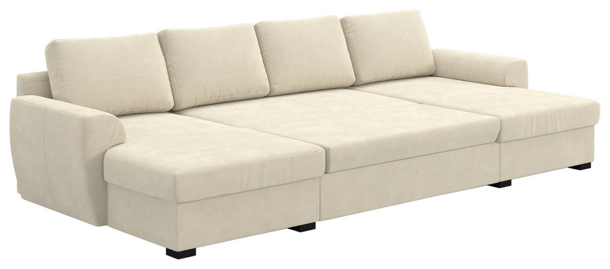 SJEDEĆA GARNITURA tekstil  bež   - bež/crna, Trend, tekstil/plastika (154/327/86cm) - MID.YOU