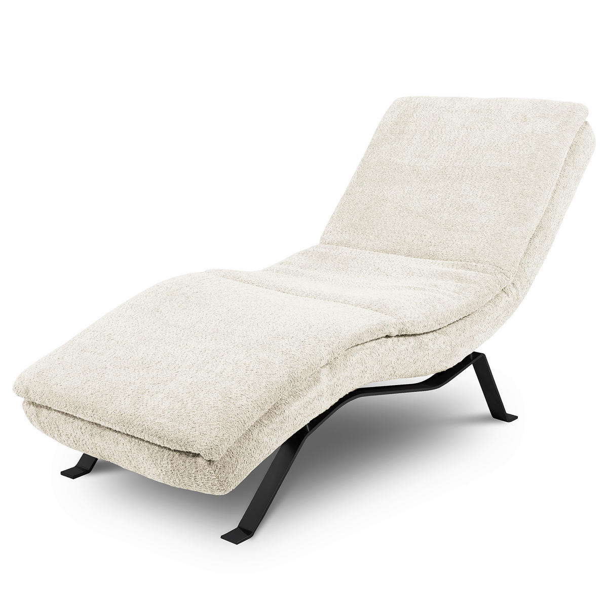 RELAXLIEGE Echtleder Weiß  - Schwarz/Weiß, Design, Leder/Metall (65/95/171cm) - Celina Home