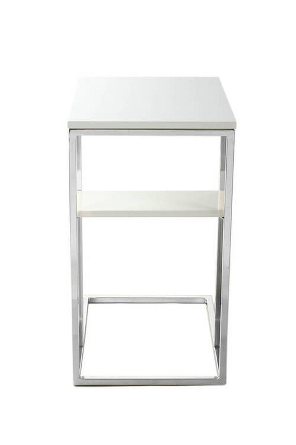 PRÍRUČNÝ STOLÍK, strieborná, biela - biela/strieborná, Design, kov (48/35/62cm)