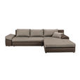 ECKSOFA in Webstoff Braun, Hellbraun  313/215 cm  - Hellbraun/Schwarz, Design, Kunststoff/Textil (313/215cm) - Carryhome