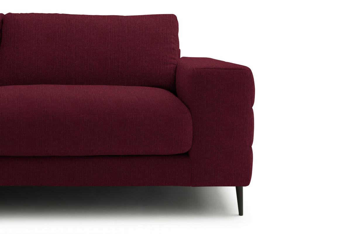 ECKSOFA in Flachgewebe Rot  177/253 cm  - Rot/Schwarz, Design, Textil/Metall (177/253cm) - Dieter Knoll