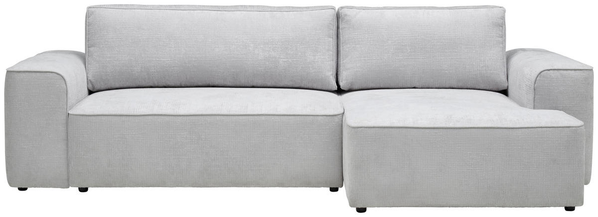 ECKSOFA in Plüsch Grau  - Blaugrau/Schwarz, Design, Kunststoff/Textil (288/152cm) - Xora