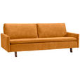 SCHLAFSOFA Flachgewebe Currygelb  - Currygelb/Eichefarben, KONVENTIONELL, Holz/Textil (220/85/98cm) - Carryhome