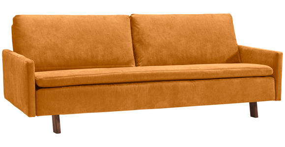 SCHLAFSOFA Flachgewebe Currygelb  - Currygelb/Eichefarben, KONVENTIONELL, Holz/Textil (220/85/98cm) - Carryhome