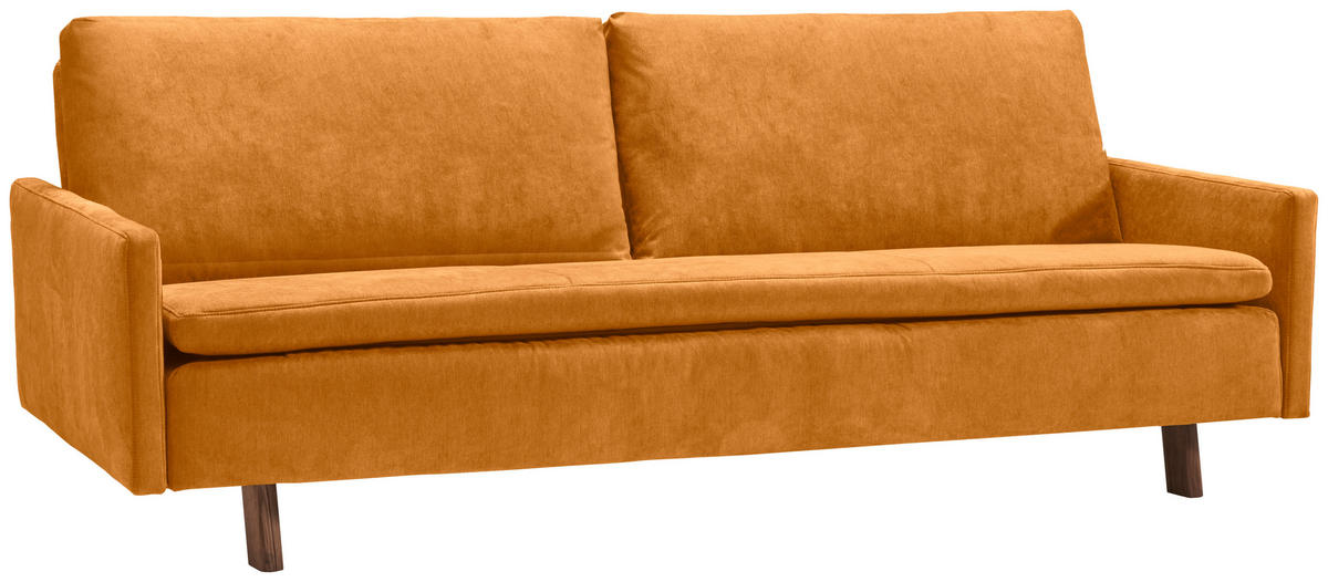 SCHLAFSOFA Flachgewebe Currygelb  - Currygelb/Eichefarben, KONVENTIONELL, Holz/Textil (220/85/98cm) - Carryhome