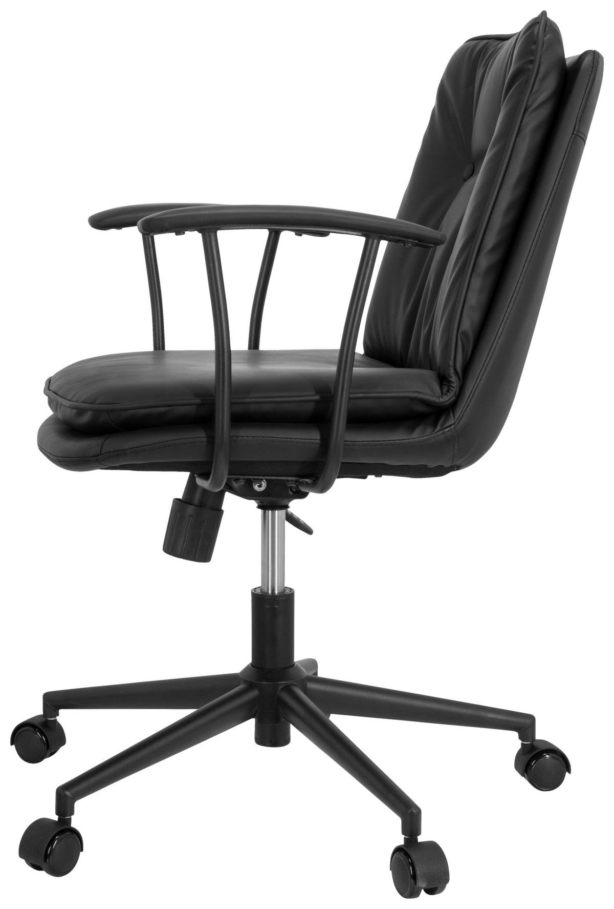OTOČNÁ ŽIDLE, vzhled kůže, černá - černá, Basics, kov/textil (59/84/59cm) - MID.YOU
