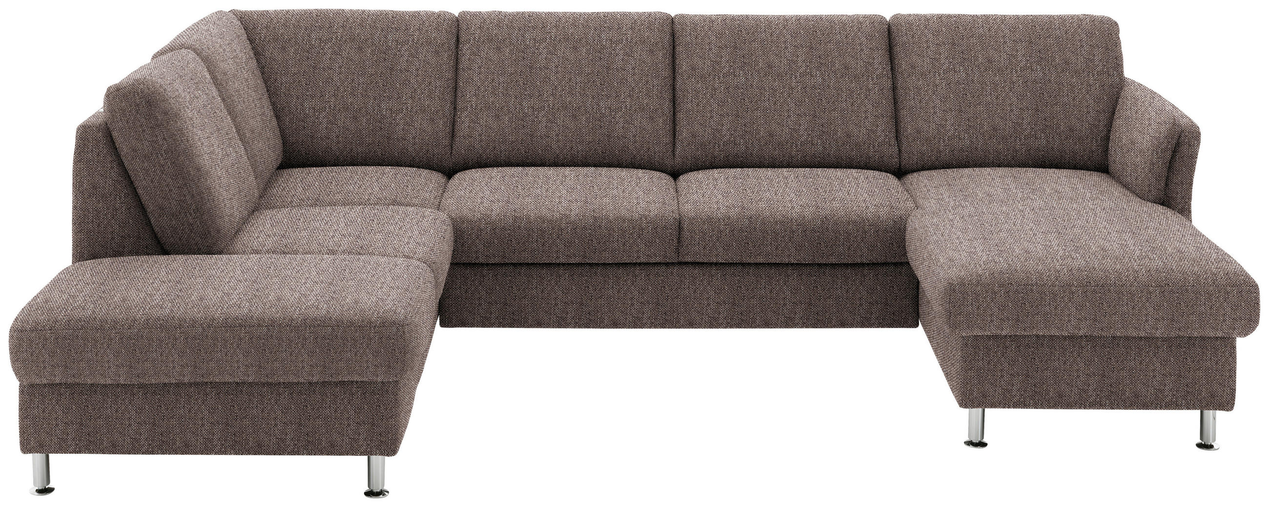 WOHNLANDSCHAFT in Flachgewebe Braun  - Chromfarben/Braun, KONVENTIONELL, Textil/Metall (200/305/168cm) - Beldomo System