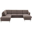 WOHNLANDSCHAFT in Flachgewebe Braun - Chromfarben/Braun, KONVENTIONELL, Textil/Metall (200/305/168cm) - Voleo
