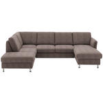 WOHNLANDSCHAFT in Flachgewebe Braun  - Chromfarben/Braun, KONVENTIONELL, Textil/Metall (200/305/168cm) - Voleo