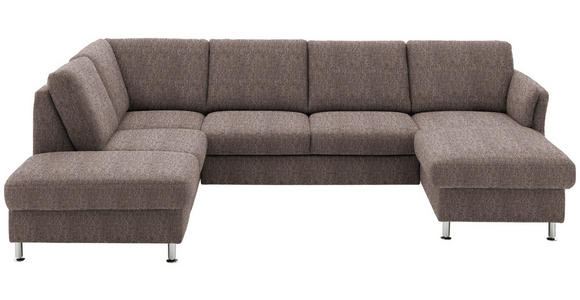 WOHNLANDSCHAFT in Flachgewebe Braun - Chromfarben/Braun, KONVENTIONELL, Textil/Metall (200/305/168cm) - Voleo