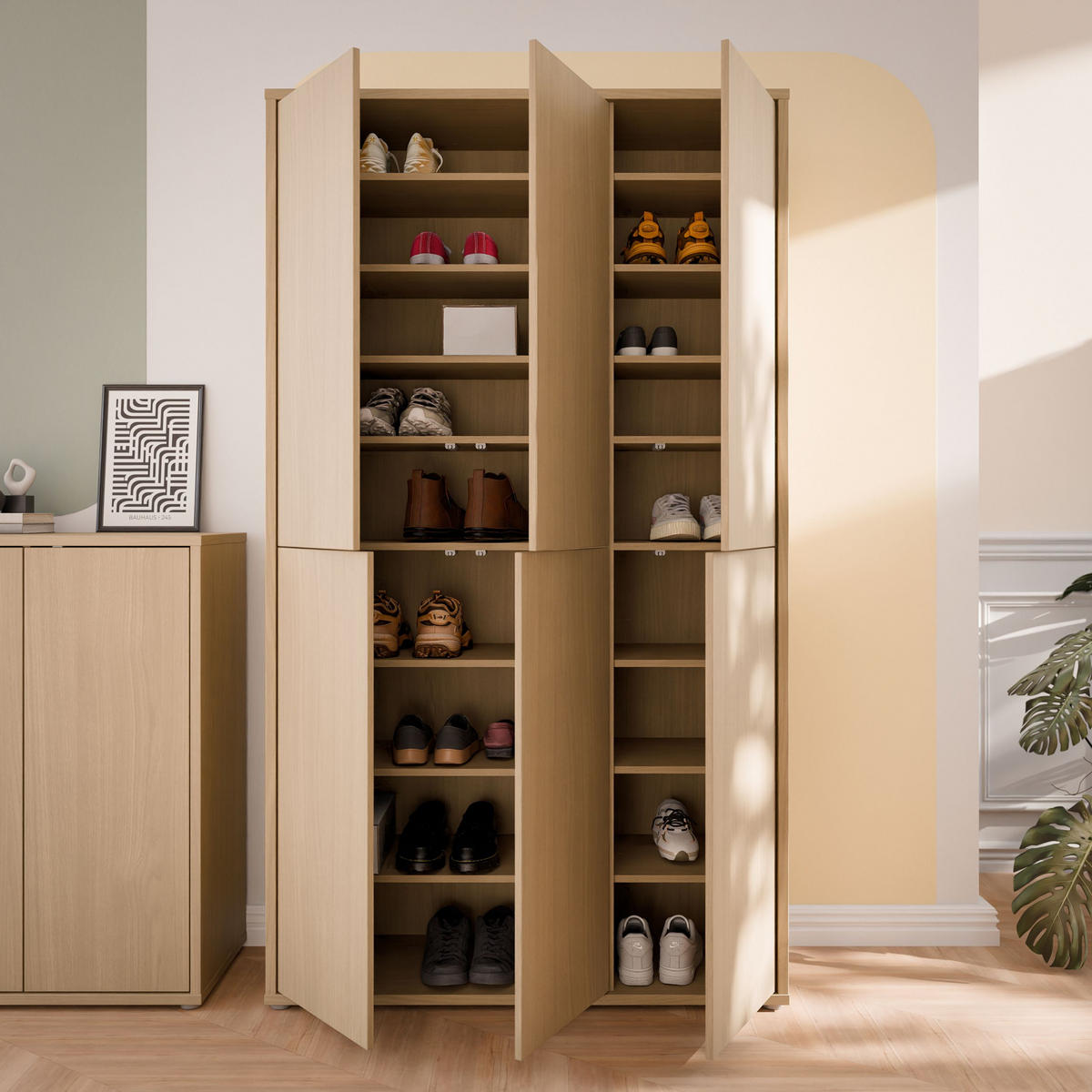 SCHUHSCHRANK Eichefarben  - Eichefarben/Grau, MODERN, Holzwerkstoff/Kunststoff (109,2/191,9/34,9cm) - Carryhome