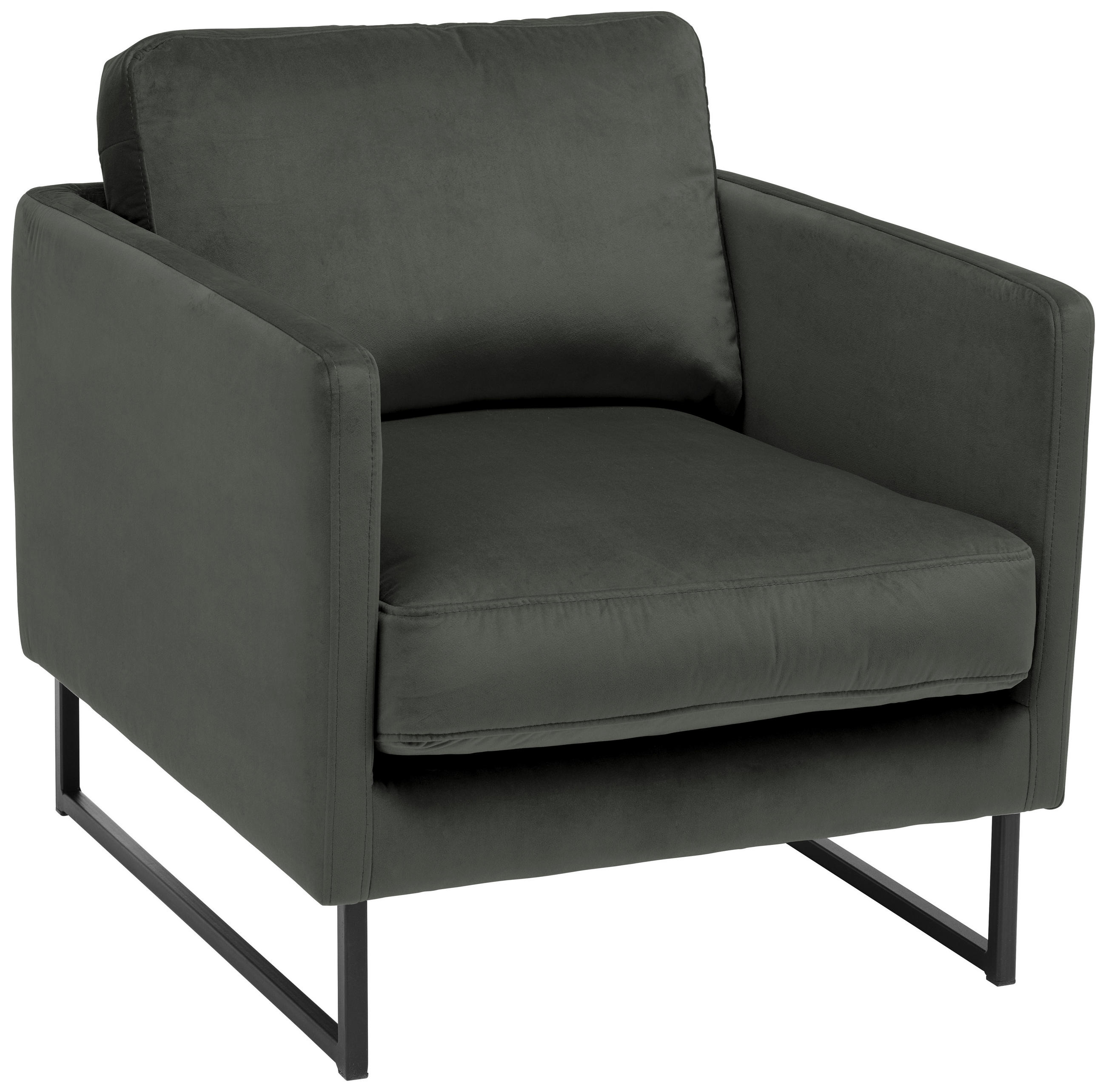 SESSEL Samt Dunkelgrau    - Dunkelgrau/Schwarz, Design, Textil/Metall (72/78/84cm) - Carryhome