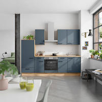 KÜCHENBLOCK 270 cm   in Eichefarben, Dunkelblau  - Eichefarben/Schwarz, MODERN, Holzwerkstoff/Metall (270cm) - Nobilia