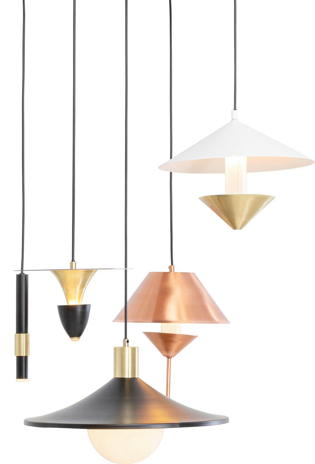 HÄNGELEUCHTE Capelli 50/150/50 cm   - Goldfarben/Weiß, MODERN, Metall (50/150/50cm) - Kare-Design