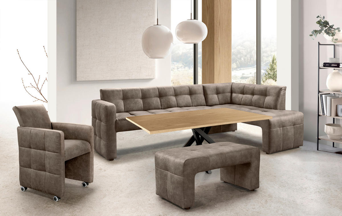KLUPA KUTNA  taupe  drvo, tekstil, drvni materijal      - crna/taupe, Moderno, drvni materijal/drvo (245/157cm) - Livetastic