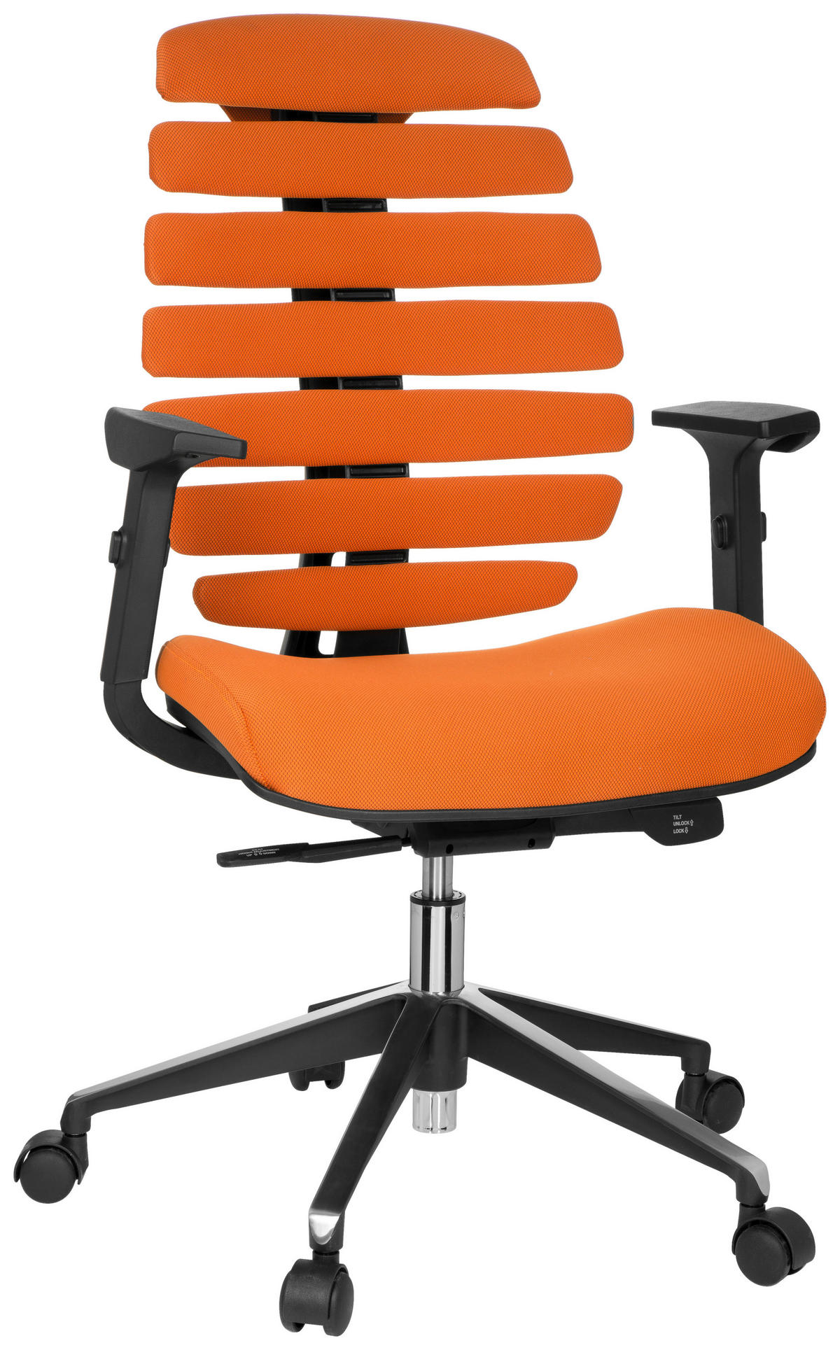 DREHSTUHL Flachgewebe Orange, Schwarz  - Schwarz/Orange, MODERN, Kunststoff/Textil (65/115/50cm) - MID.YOU