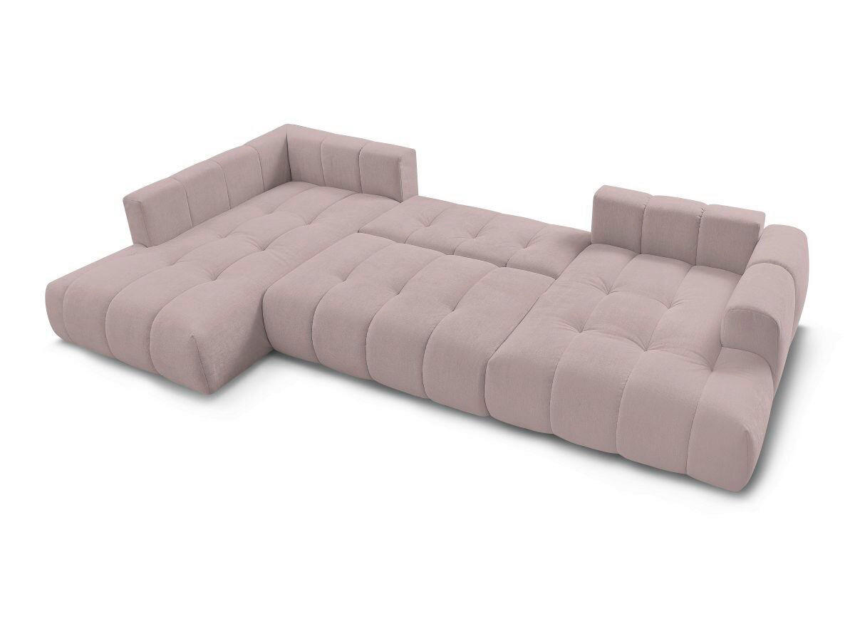 WOHNLANDSCHAFT  FUJI  Pink Leinenoptik  - Pink/Schwarz, MODERN, Kunststoff/Textil (204/377/160cm)