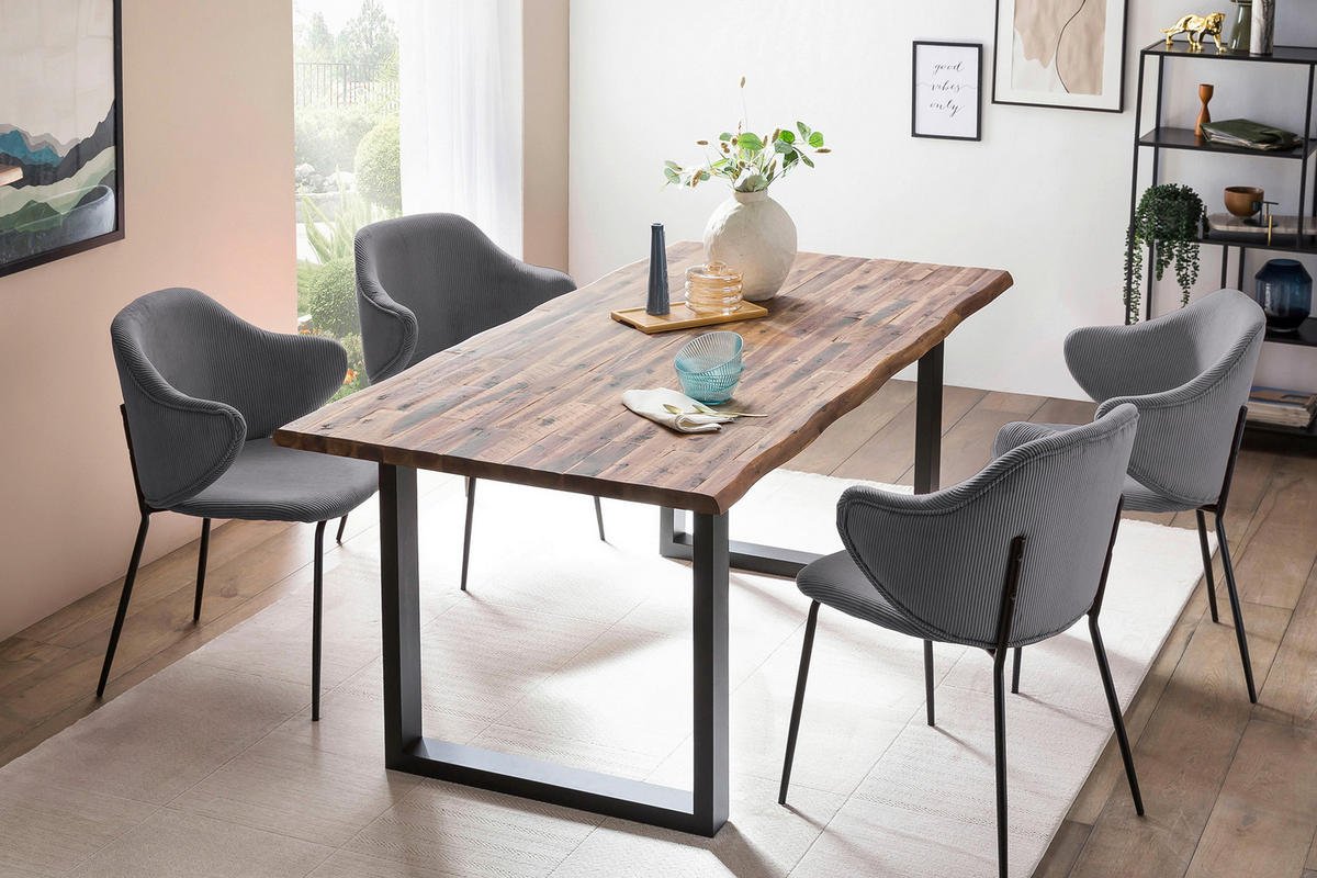 ESSTISCH in Holz 180/90/75 cm   - Schwarz/Naturfarben, MODERN, Holz/Metall (180/90/75cm) - Livetastic