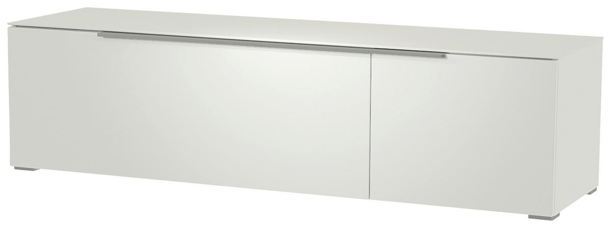 LOWBOARD Weiß, Alufarben  160/43/45 cm  - Alufarben/Weiß, Design, Glas/Holzwerkstoff (160/43/45cm) - Moderano