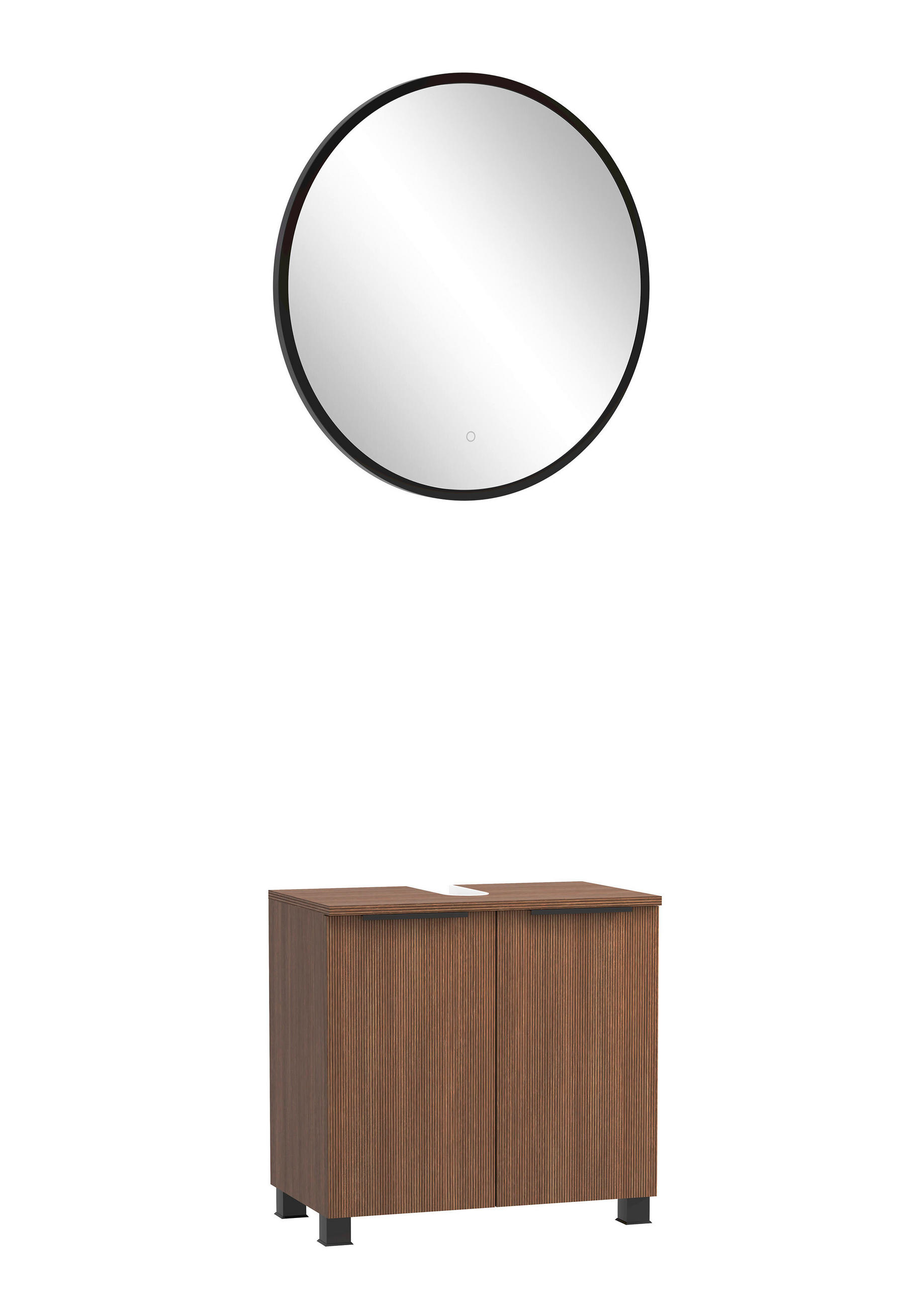 BADEZIMMER 2-teilig  in 60 cm  - Dunkelbraun/Schwarz, Basics, Holzwerkstoff/Kunststoff (60cm) - Held