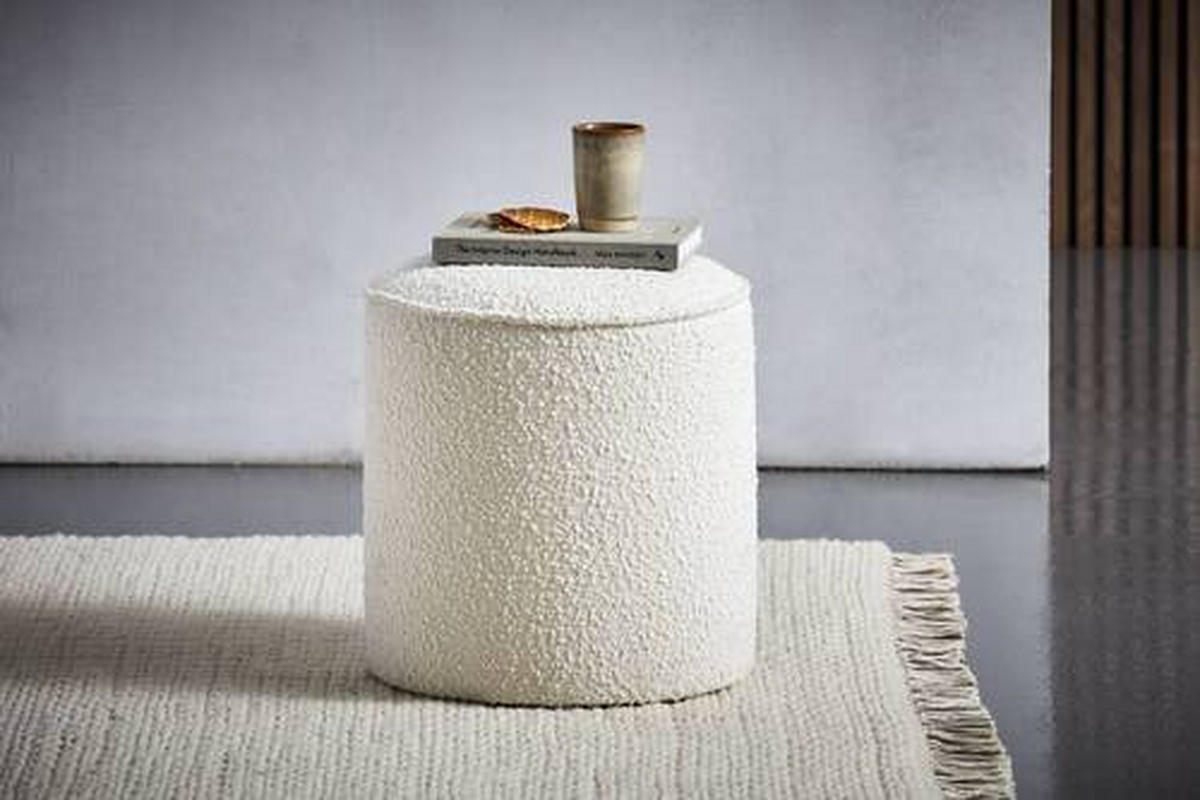 HOCKER in Textil Weiss  - Weiss, Trend, Textil (40/40/40cm) - Xora