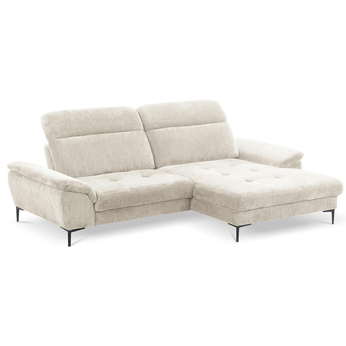 ECKSOFA   - Weiss/Schwarz, Design, Textil/Metall (268/195cm) - Livetastic