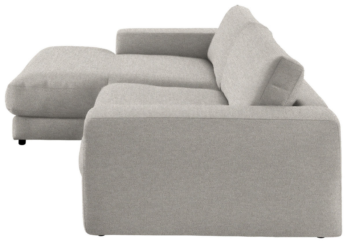 ECKSOFA in Flachgewebe Hellgrau  190/270 cm  - Hellgrau/Schwarz, Design, Kunststoff/Textil (190/270cm) - Lomoco