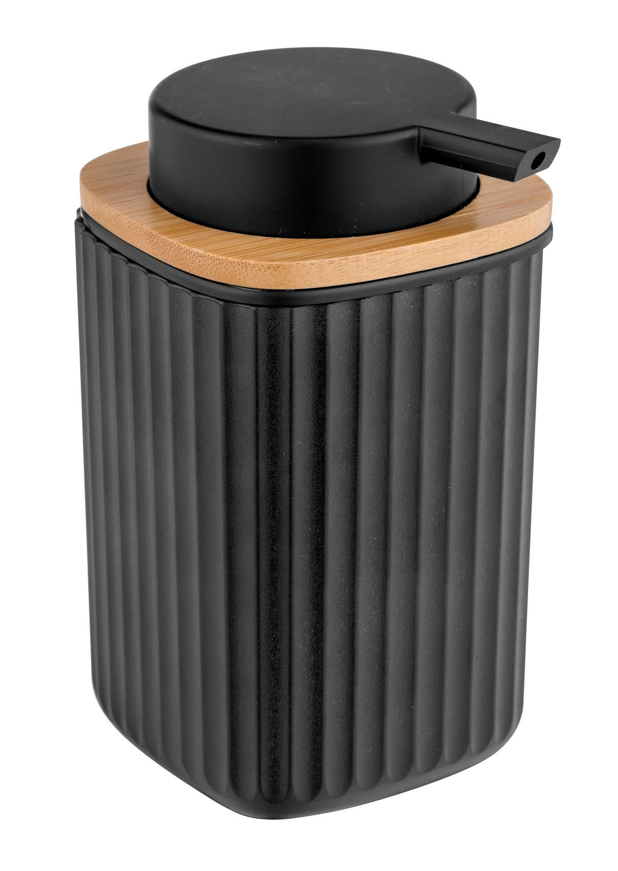 SEIFENSPENDER  - Schwarz/Naturfarben, Basics, Naturmaterialien/Kunststoff (8,9/12,7/7,5cm) - Wenko