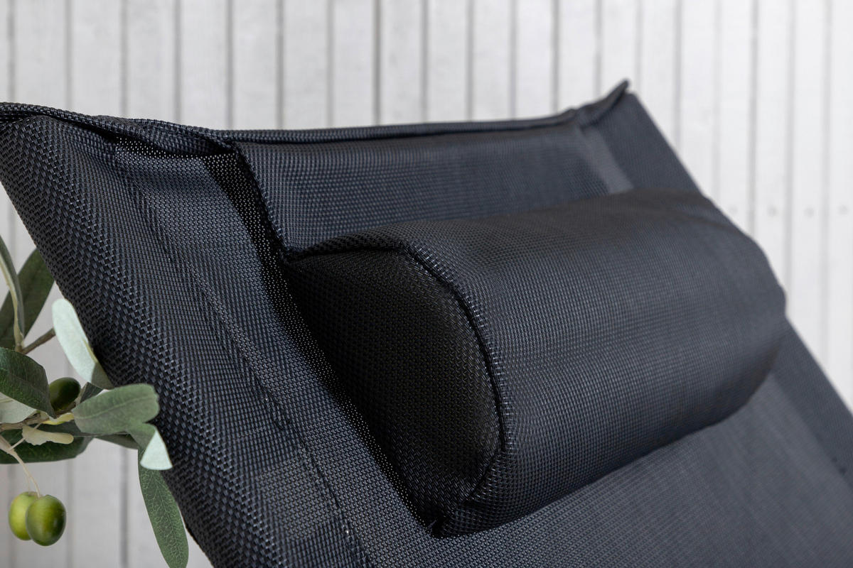 STRANDSTUHL Stahl Schwarz  - Schwarz, KONVENTIONELL, Textil/Metall (63/89/84cm) - Gardenson