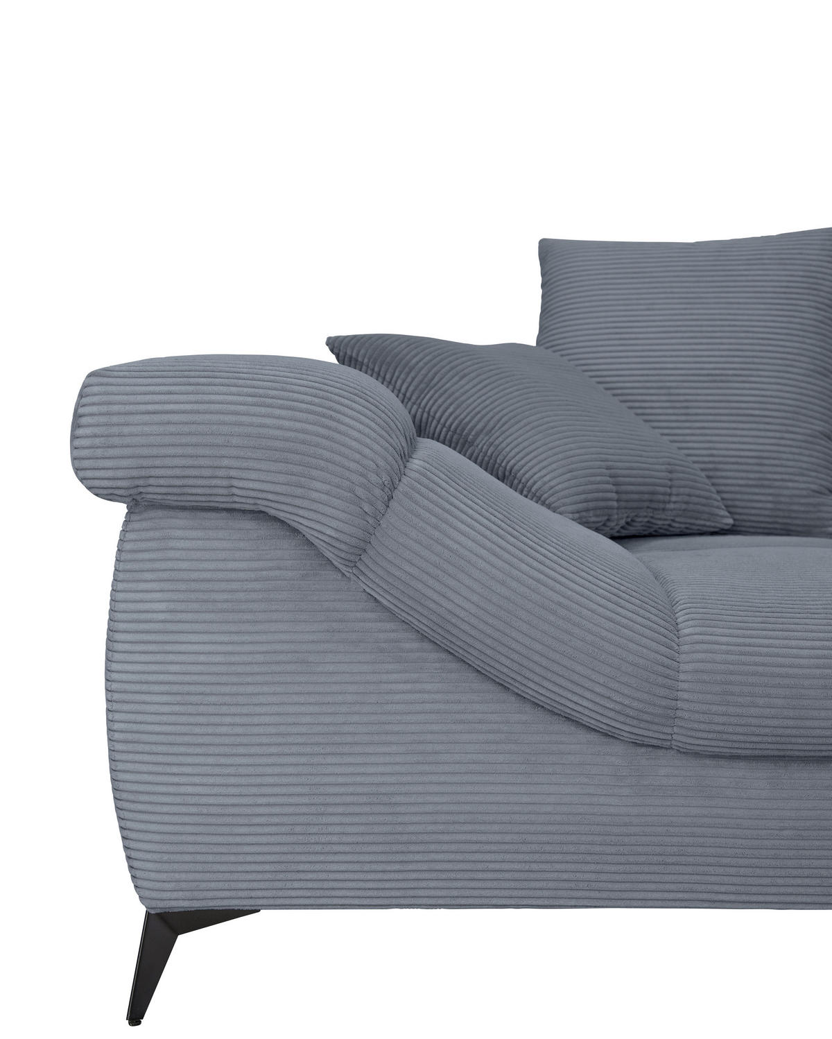 ECKSOFA Grau Cord Rückenkissen, Armlehnenkissen, Rücken echt  - Schwarz/Grau, KONVENTIONELL, Textil/Metall (332/231cm) - Carryhome