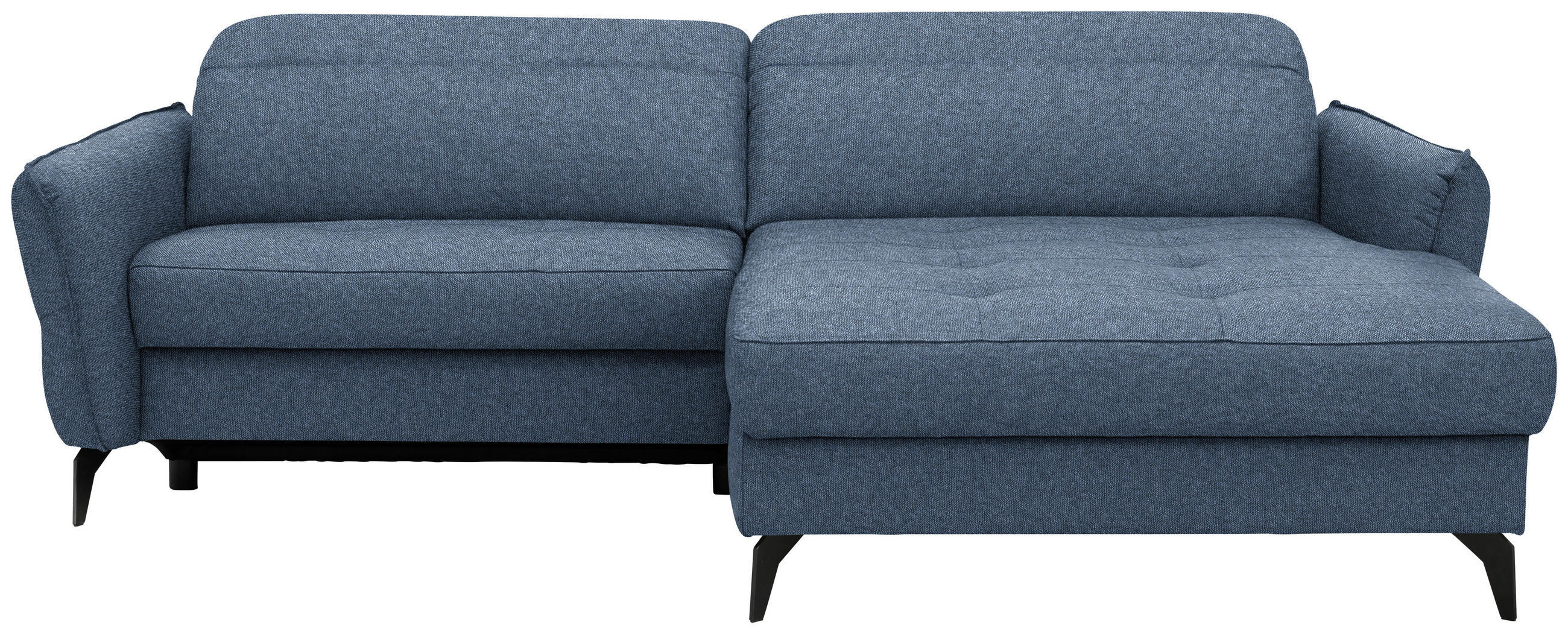 ECKSOFA Flachgewebe Blau  - Blau/Schwarz, Design, Textil/Metall (246/175cm) - Celina