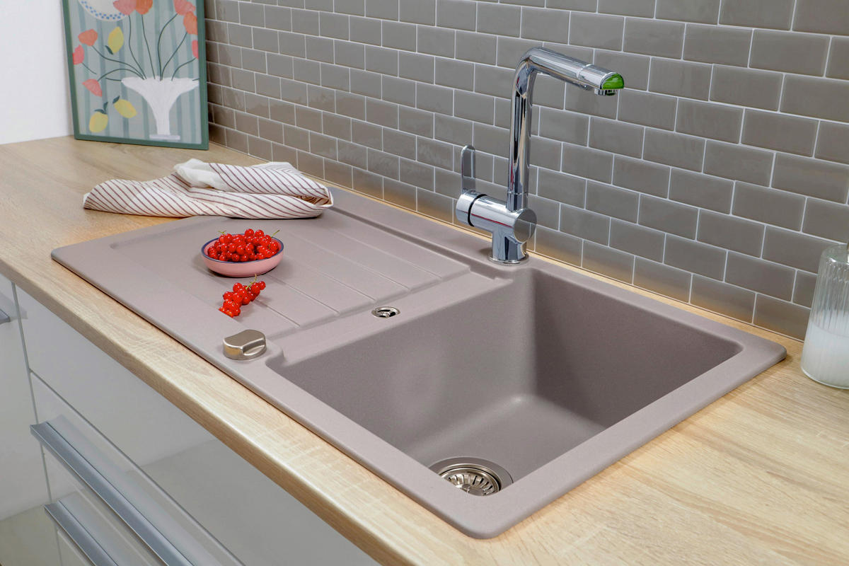 SPÜLE AUSTIN86X50G  - Grau, Design, Stein (86/21/50cm) - Respekta