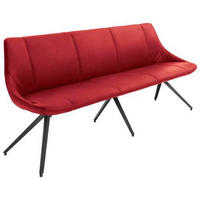 SITZBANK 195/88/62 cm Echtleder Rot, Anthrazit Metall  - Anthrazit/Rot, Design, Leder/Metall (195/88/62cm) - Bert Plantagie