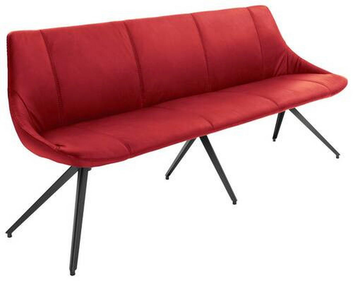 SITZBANK 195/88/62 cm Echtleder Rot, Anthrazit Metall  - Anthrazit/Rot, Design, Leder/Metall (195/88/62cm) - Bert Plantagie