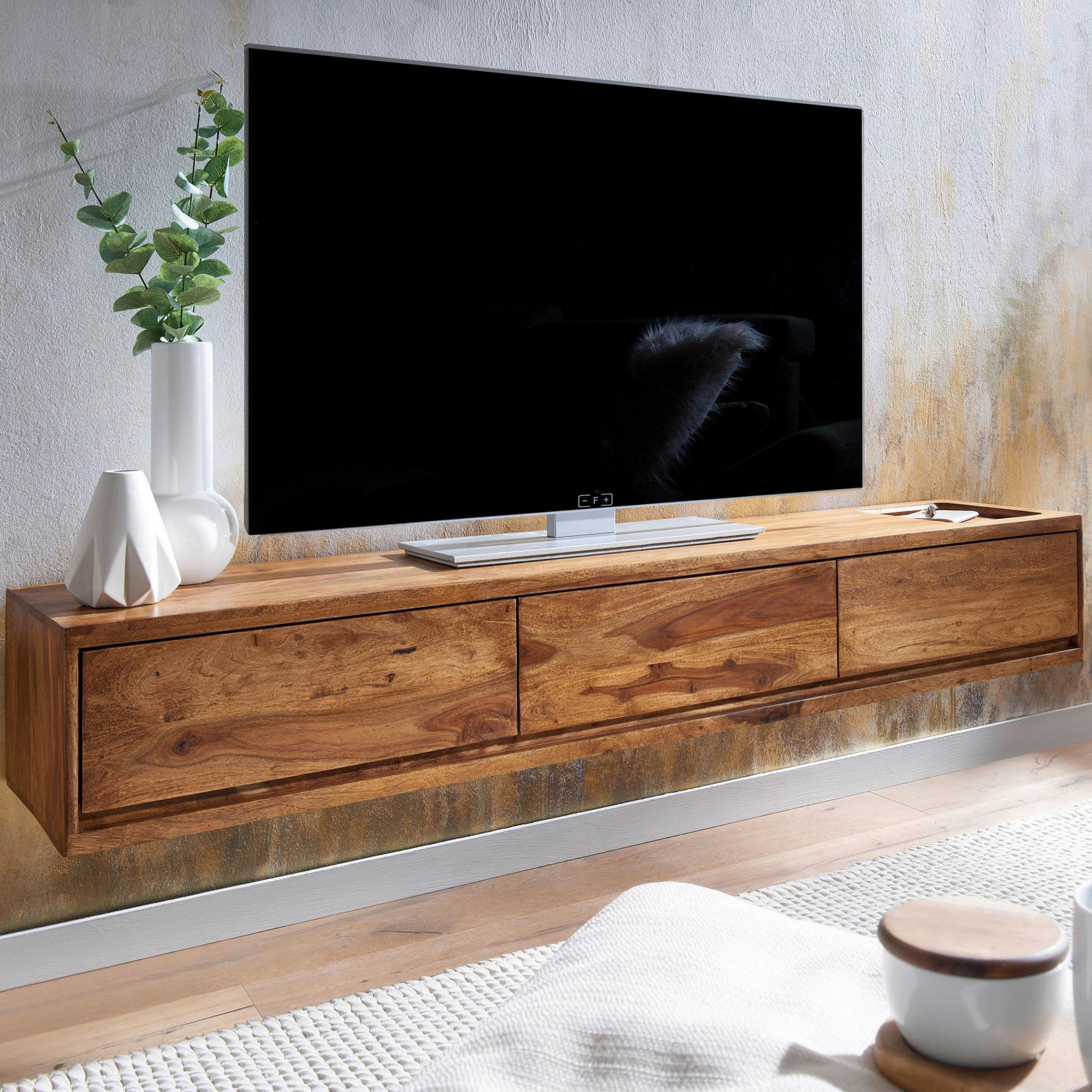 Thumbnail - Mid.you Lowboard, Sheesham, Holz, Sheesham, massiv, 3 Schublade(n) Schubladen, 25x35x160 cm, hängend, handgemacht, Klein...