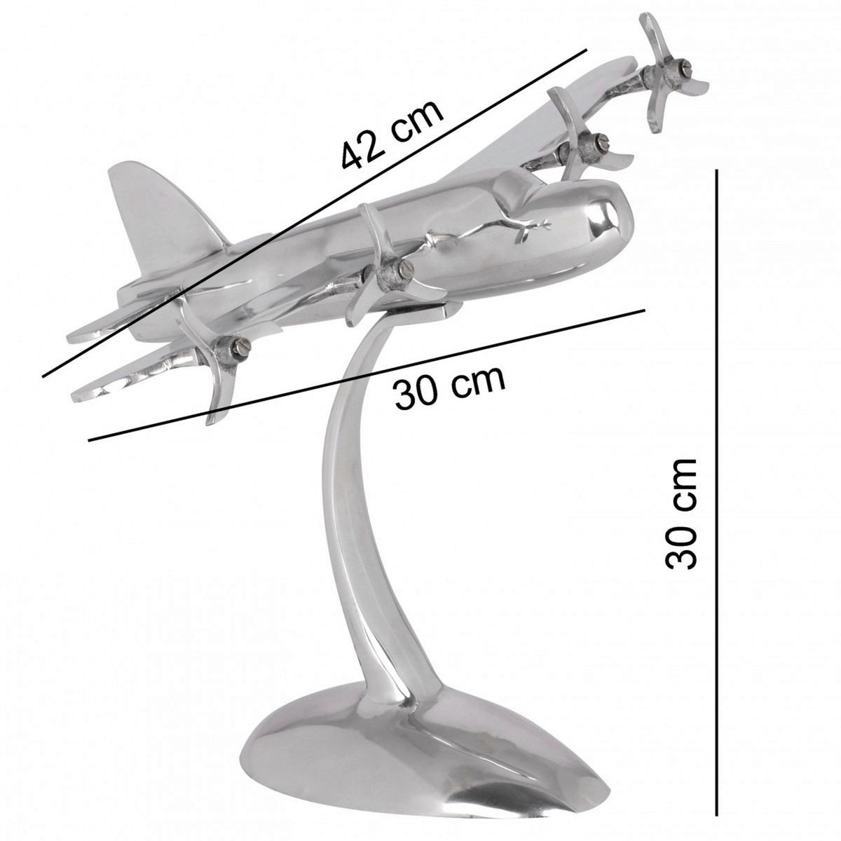 Deko Flugzeug - Silberfarben, Modern, Metall (42/30/30cm) - MID.YOU