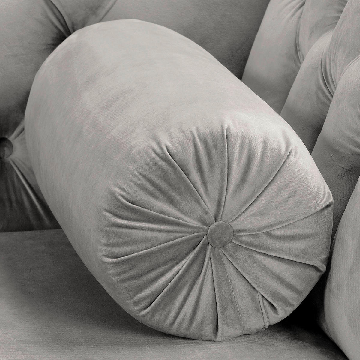 RÉCAMIERE Pako in Samt Grau  - Braun/Grau, Design, Holz/Textil (185/93/75cm) - Livetastic