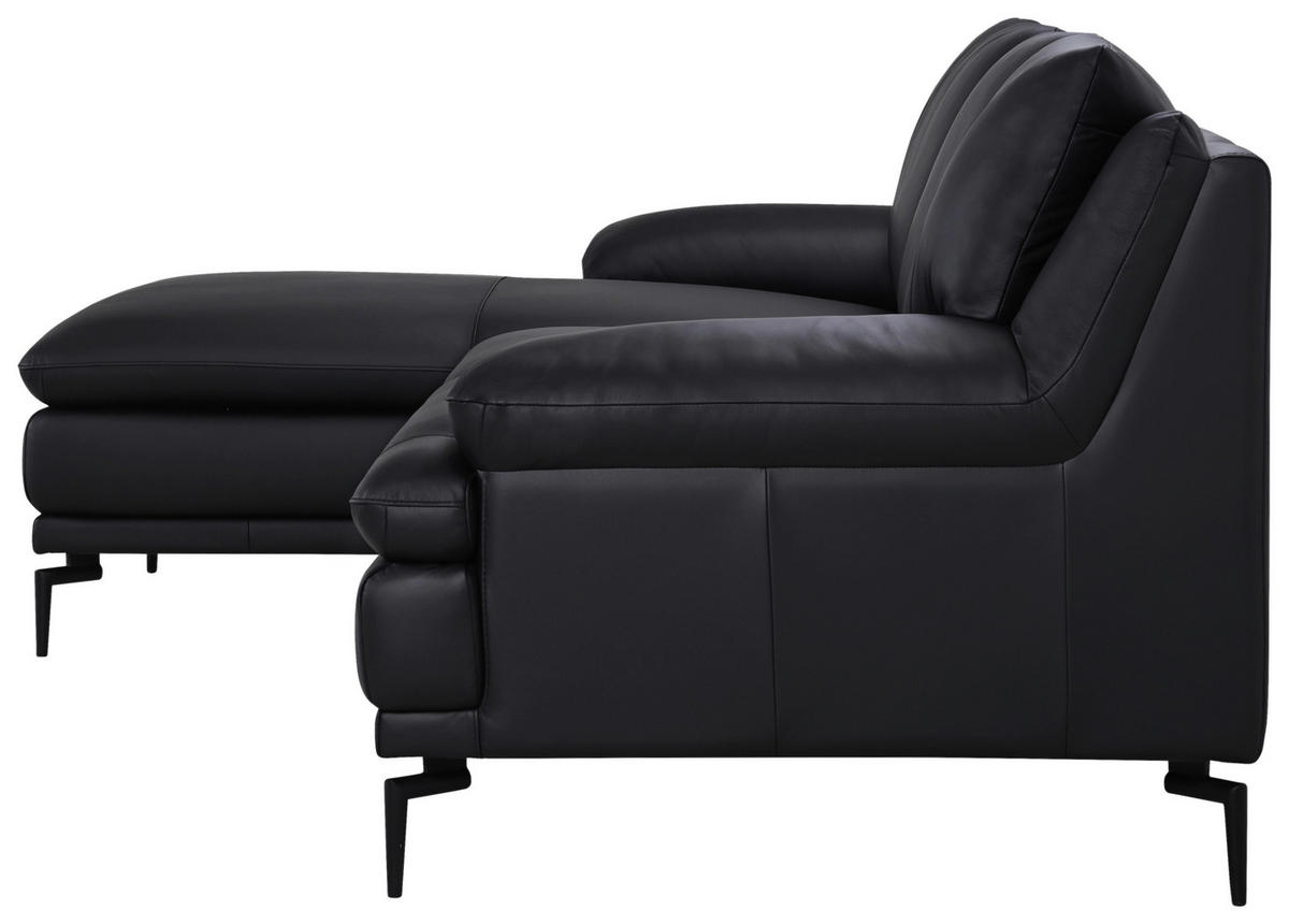 ECKSOFA Schwarz Echtleder  - Schwarz, Design, Leder (158/248cm) - MID.YOU